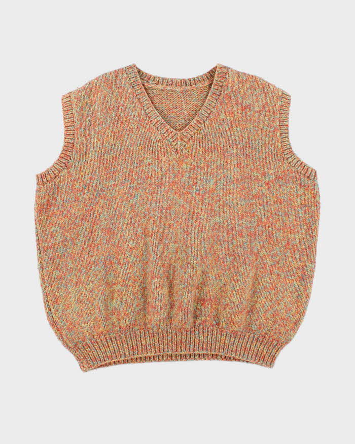 Vintage 1990s Chunky V-Neck Boxy Knit Sweater Vest - L