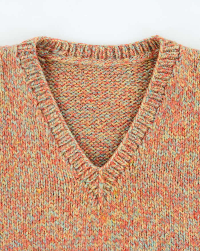 Vintage 1990s Chunky V-Neck Boxy Knit Sweater Vest - L