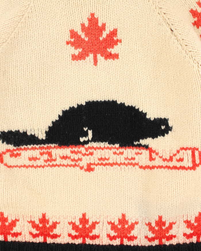 Vintage 1980s Cowichan Canadian Chunky Heavyweight Wool Zip-Up Knit - L