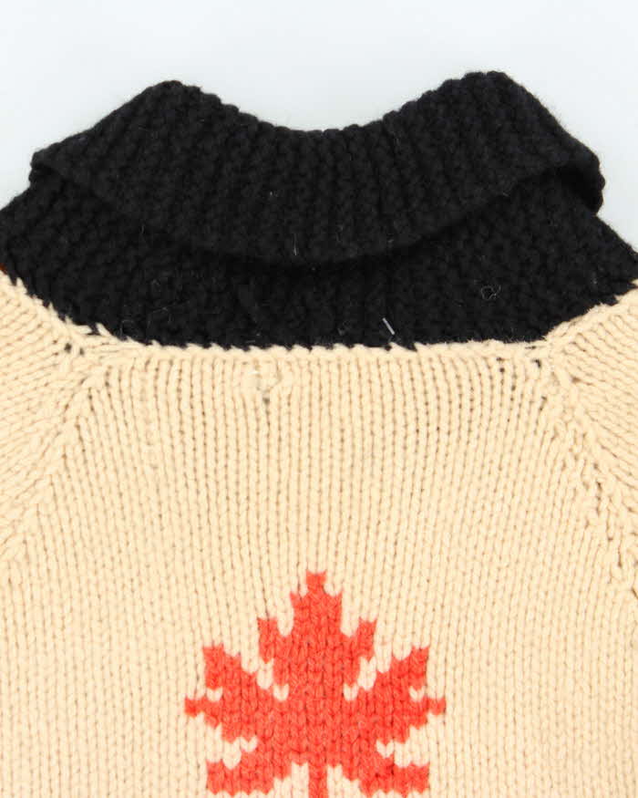 Vintage 1980s Cowichan Canadian Chunky Heavyweight Wool Zip-Up Knit - L