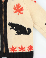 Vintage 1980s Cowichan Canadian Chunky Heavyweight Wool Zip-Up Knit - L