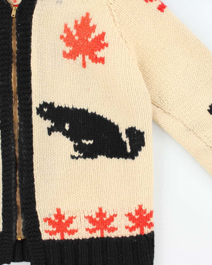 Vintage 1980s Cowichan Canadian Chunky Heavyweight Wool Zip-Up Knit - L
