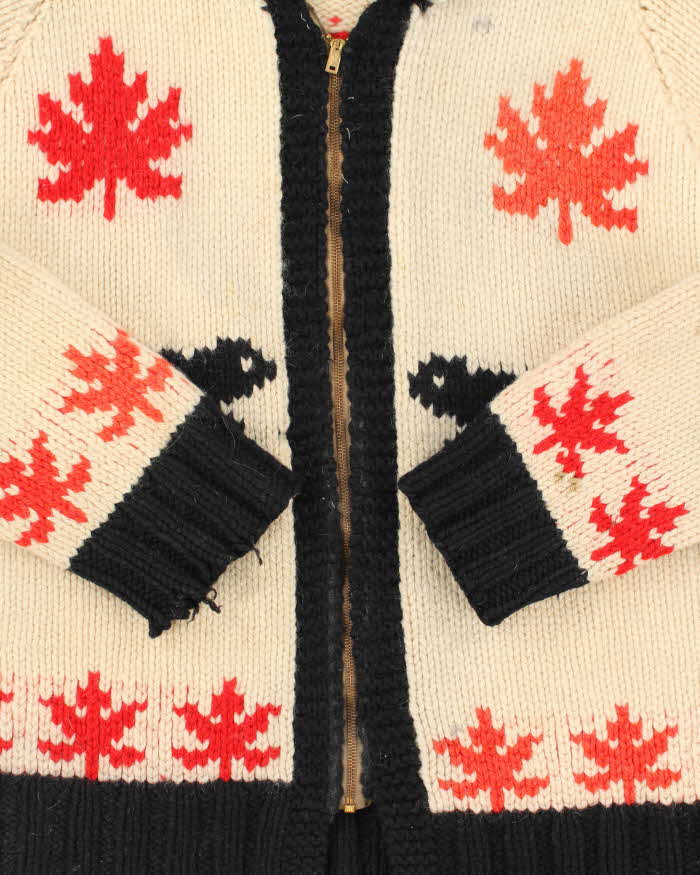 Vintage 1980s Cowichan Canadian Chunky Heavyweight Wool Zip-Up Knit - L