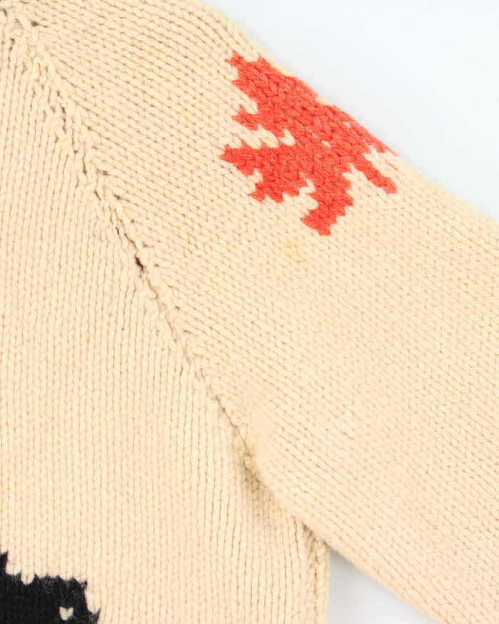 Vintage 1980s Cowichan Canadian Chunky Heavyweight Wool Zip-Up Knit - L