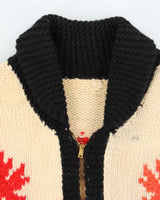 Vintage 1980s Cowichan Canadian Chunky Heavyweight Wool Zip-Up Knit - L