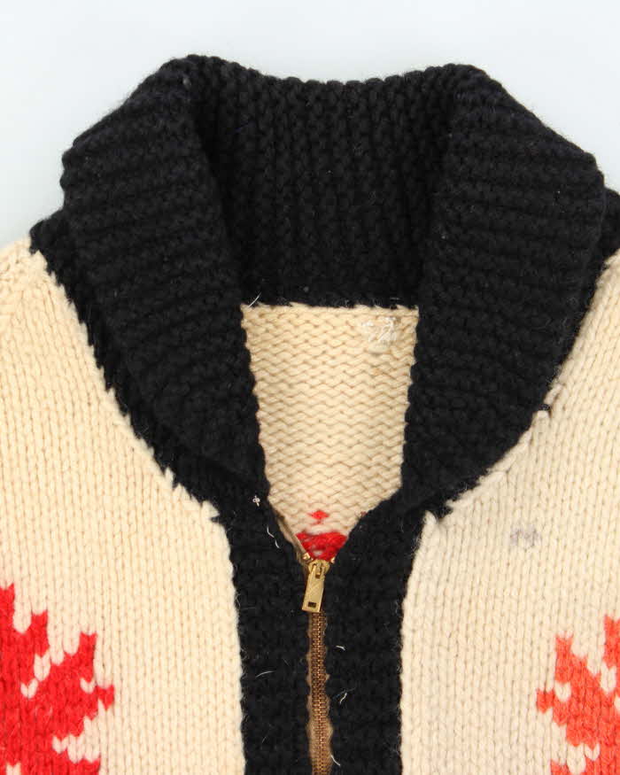 Vintage 1980s Cowichan Canadian Chunky Heavyweight Wool Zip-Up Knit - L