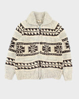 Vintage 1970s Tuak Cowichan Chunky Heavyweight Wool Zip-Up Knit - S