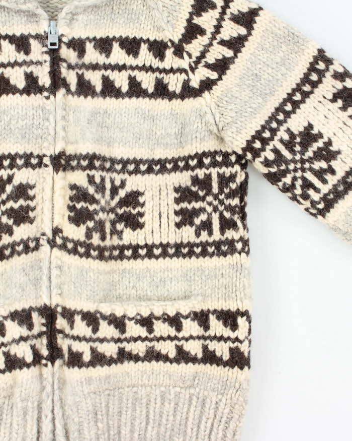 Vintage 1970s Tuak Cowichan Chunky Heavyweight Wool Zip-Up Knit - S