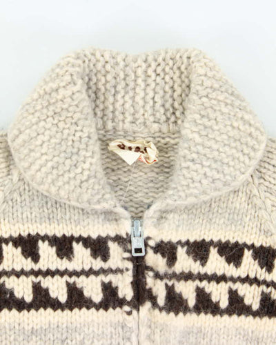 Vintage 1970s Tuak Cowichan Chunky Heavyweight Wool Zip-Up Knit - S