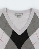 Vintage Y2K 00s Lacoste Soft Lambswool V-Neck Argyle Knit Sweater - L