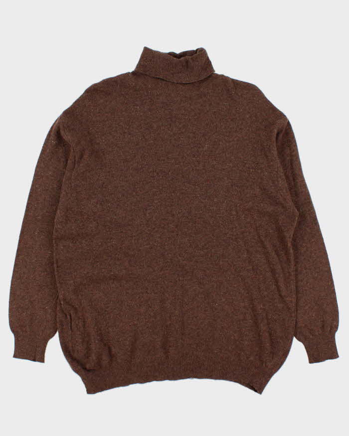 Vintage 1990s Speckled Yarn Lambswool Turtleneck Knit Sweater - XL