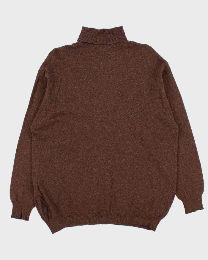 Vintage 1990s Speckled Yarn Lambswool Turtleneck Knit Sweater - XL