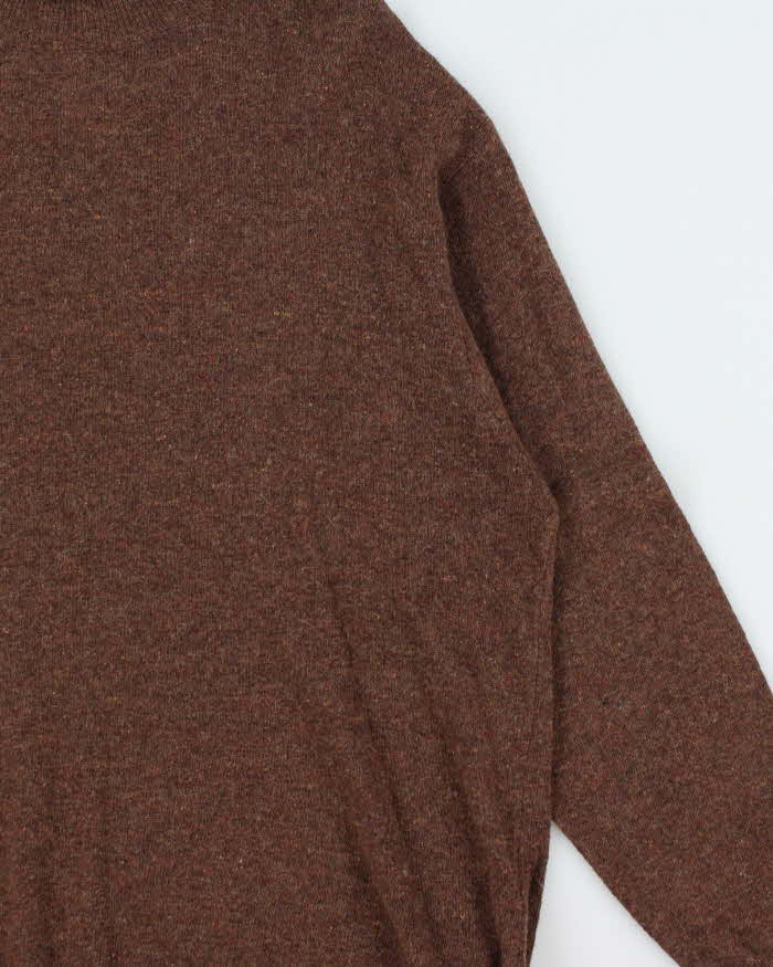 Vintage 1990s Speckled Yarn Lambswool Turtleneck Knit Sweater - XL