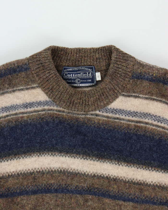 Vintage Cottonfield Stripe Wool Jumper - XL