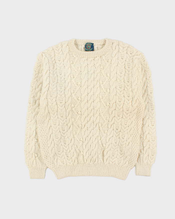 Vintage Free Spirit Forever Aran Knit Wool Jumper - L