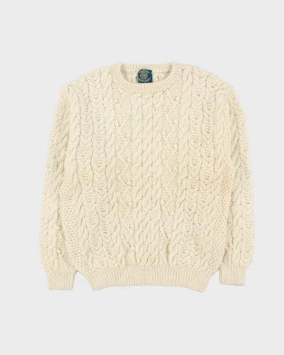 Vintage Free Spirit Forever Aran Knit Wool Jumper - L