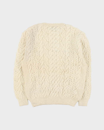 Vintage Free Spirit Forever Aran Knit Wool Jumper - L