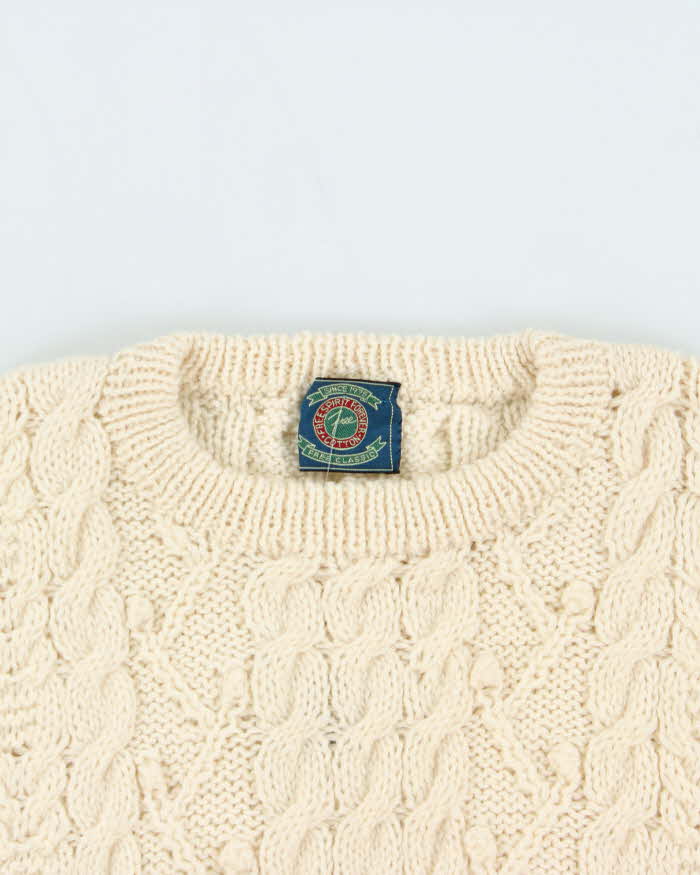 Vintage Free Spirit Forever Aran Knit Wool Jumper - L