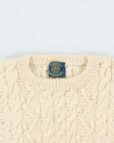 Vintage Free Spirit Forever Aran Knit Wool Jumper - L