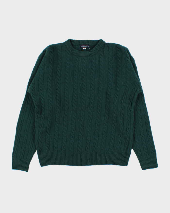 Vintage 1990s Giordano Wool Cable Knit Crewneck Jumper - M