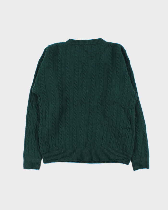 Vintage 1990s Giordano Wool Cable Knit Crewneck Jumper - M