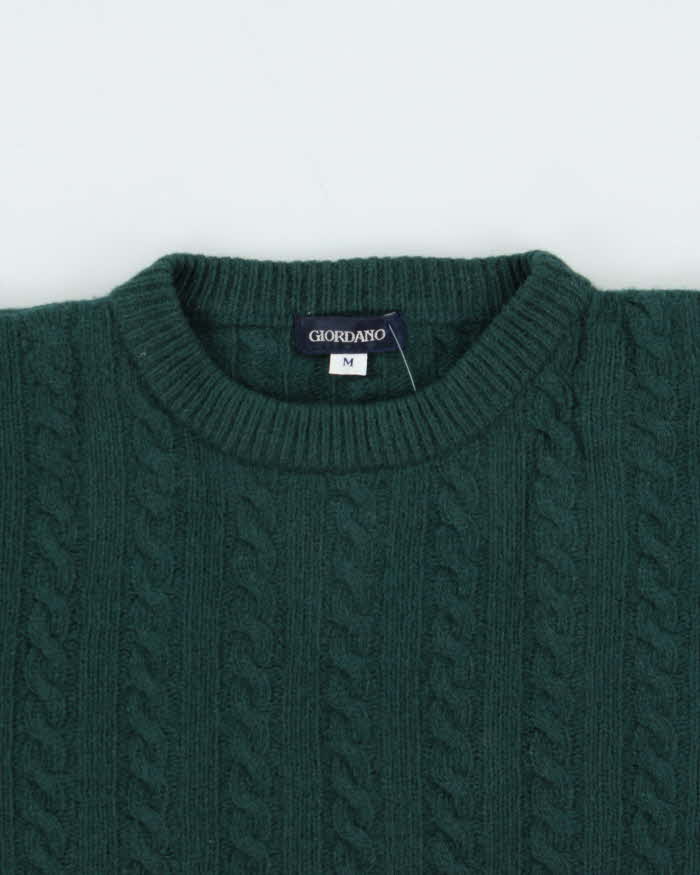 Vintage 1990s Giordano Wool Cable Knit Crewneck Jumper - M