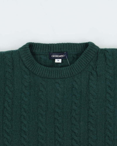 Vintage 1990s Giordano Wool Cable Knit Crewneck Jumper - M