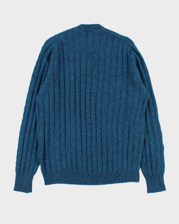 Vintage 1970s Wool Speckled Yarn Ribbed Cable Knit Crewneck Jumper - XL