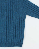 Vintage 1970s Wool Speckled Yarn Ribbed Cable Knit Crewneck Jumper - XL