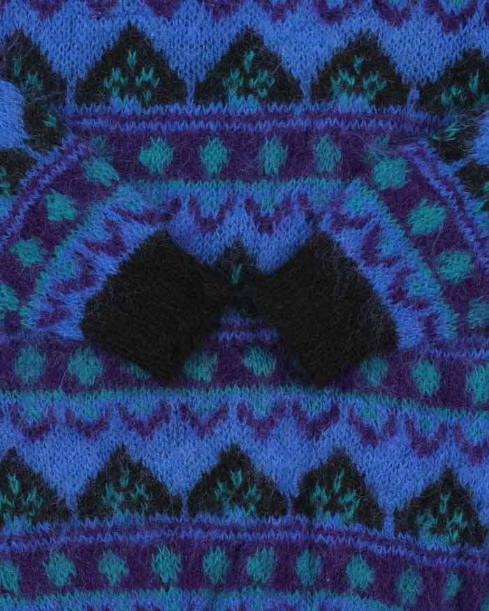 Vintage 1990s Gallagher Mohair Blend Patterned Oversized Crewneck Jumper - S