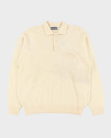 Vintage 1990s Cream Cashmere Wool Blend Collared Knit Jumper - L