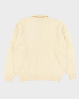 Vintage 1990s Cream Cashmere Wool Blend Collared Knit Jumper - L