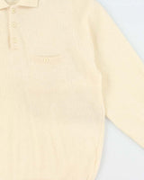 Vintage 1990s Cream Cashmere Wool Blend Collared Knit Jumper - L