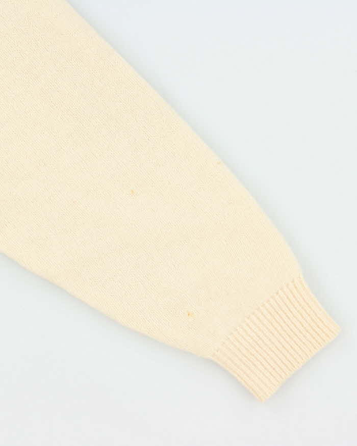 Vintage 1990s Cream Cashmere Wool Blend Collared Knit Jumper - L