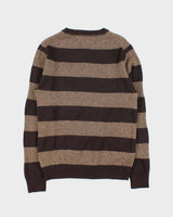 Vintage Y2K 00s Tommy Hilfiger Striped Wool Oversized Crewneck Knit Jumper - M
