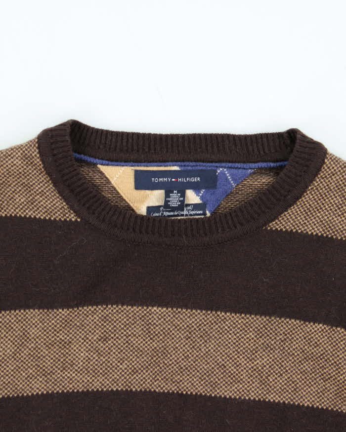 Vintage Y2K 00s Tommy Hilfiger Striped Wool Oversized Crewneck Knit Jumper - M