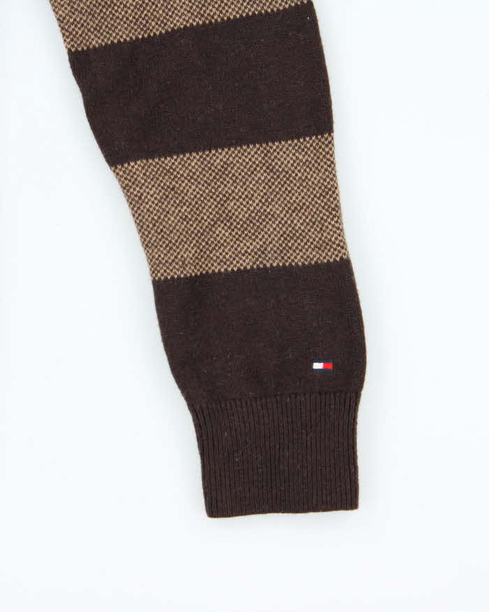 Vintage Y2K 00s Tommy Hilfiger Striped Wool Oversized Crewneck Knit Jumper - M