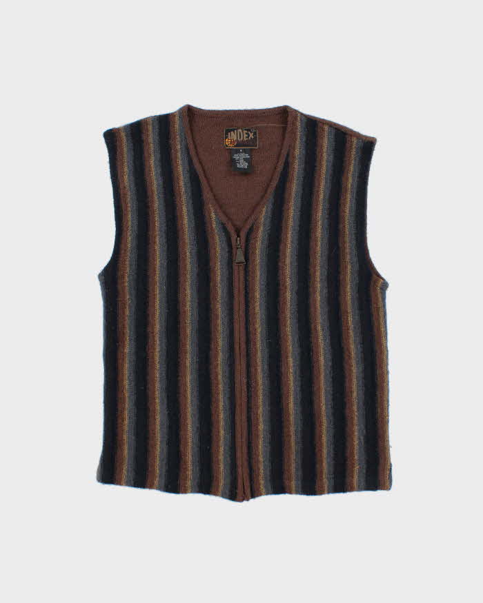 Vintage 90s Index Wool Blend Zip-up Knit Vest - M