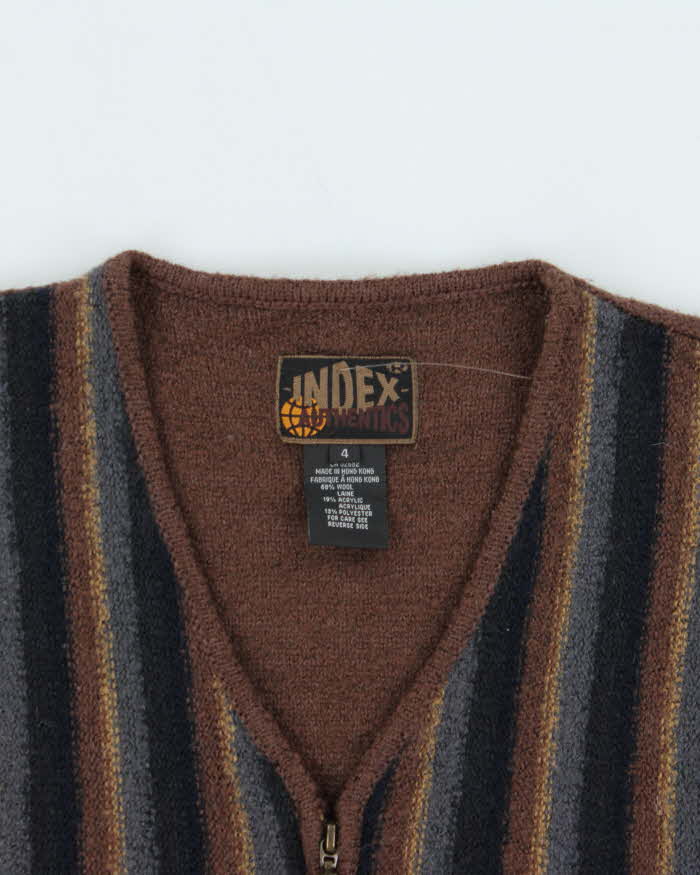 Vintage 90s Index Wool Blend Zip-up Knit Vest - M
