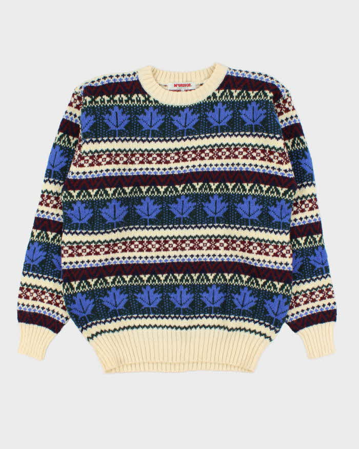 Vintage 1980s McGregor Wool Nordic Chunky Crewneck Knit Jumper - L
