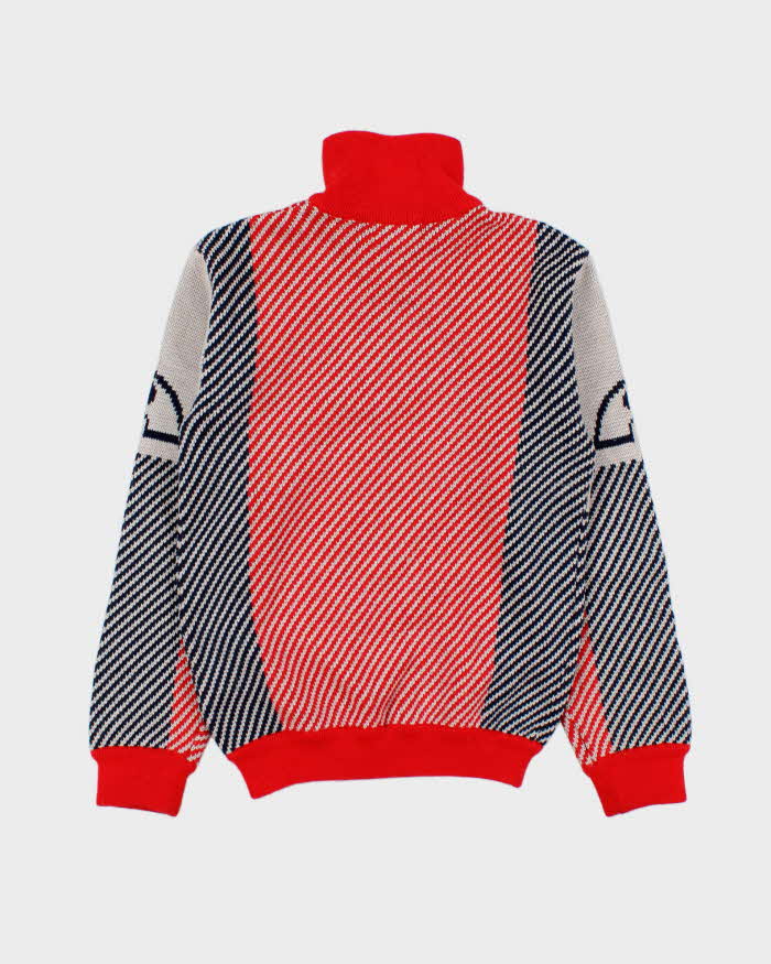 Vintage 1970s Ellesse Ski Wool Blend Spell Out Quarter-Zip Knit Jumper - M