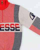 Vintage 1970s Ellesse Ski Wool Blend Spell Out Quarter-Zip Knit Jumper - M