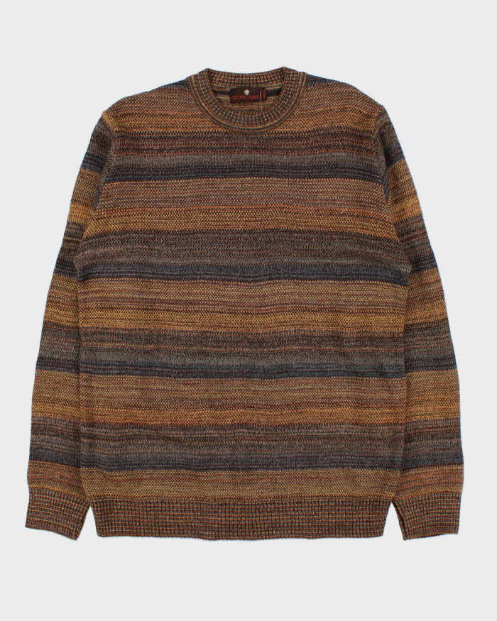 Vintage 1990s Toscano Italian Wool Striped Crewneck Knit Jumper - L