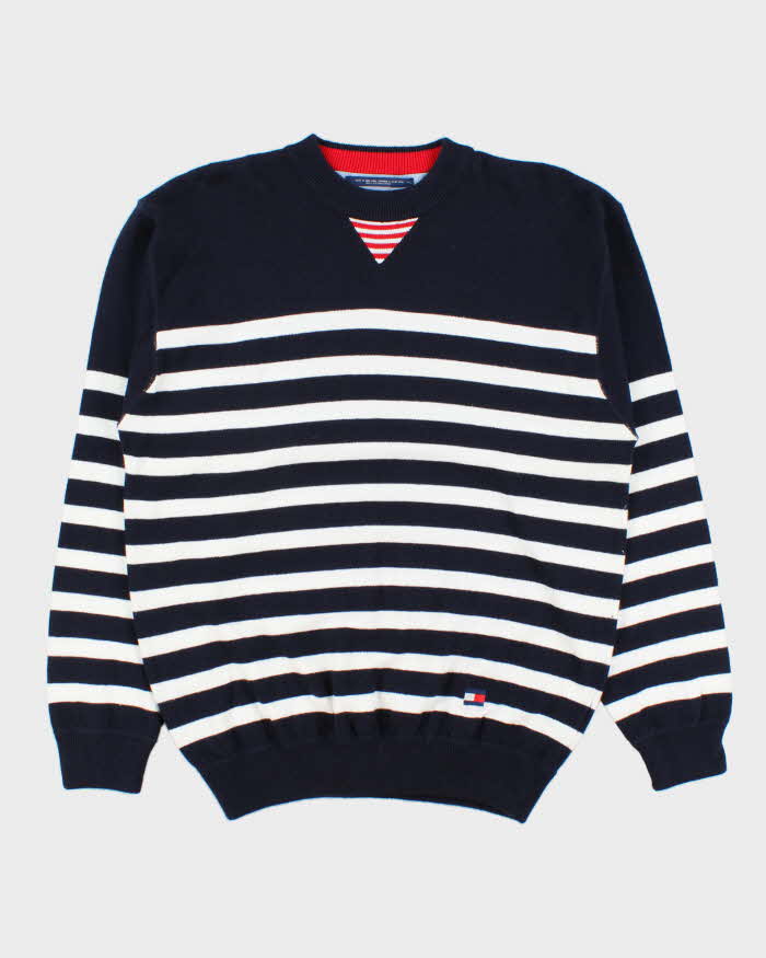 Vintage 1990s Tommy Hilfiger Classic Striped Oversized Crewneck Knit Jumper - M