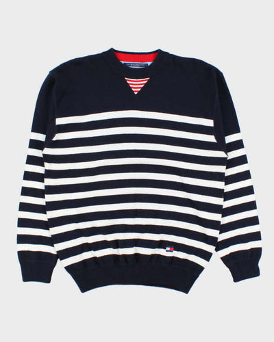 Vintage 1990s Tommy Hilfiger Classic Striped Oversized Crewneck Knit Jumper - M