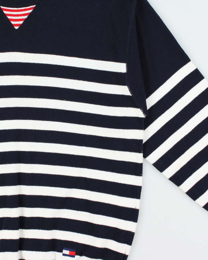 Vintage 1990s Tommy Hilfiger Classic Striped Oversized Crewneck Knit Jumper - M