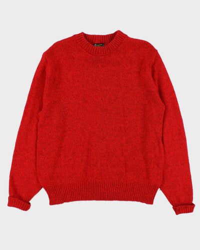 Vintage 1970s Speckled Yarn Red Wool Crewneck Jumper - L