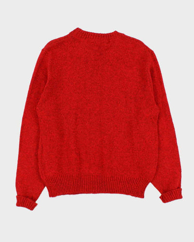 Vintage 1970s Speckled Yarn Red Wool Crewneck Jumper - L