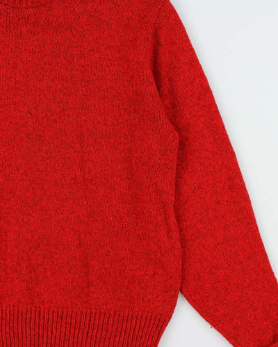 Vintage 1970s Speckled Yarn Red Wool Crewneck Jumper - L