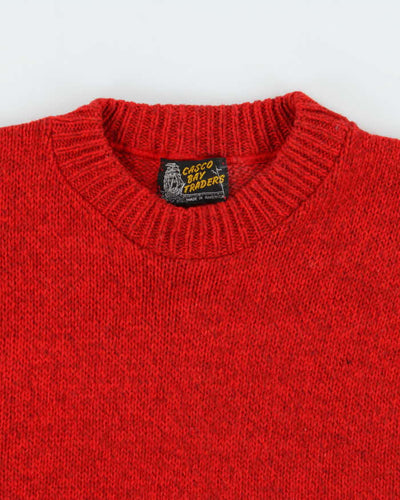 Vintage 1970s Speckled Yarn Red Wool Crewneck Jumper - L